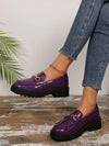 Chic Patent Loafers with Thick Sole and Metal Chain Accent - Perfect Year-Round Flats