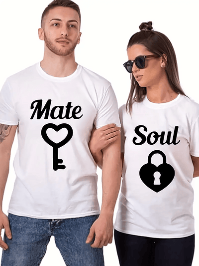 (220 Pure Cotton T-Shirt) Valentine's Day Couple Outfit Limited Edition Cotton T-Shirt - The Perfect Choice For Valentine's Day And Special Occasions, Men's Comfortable Short Sleeved Round Neck T-Shirt