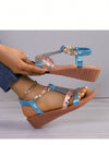 Sparkling Comfort: Women's Bohemian Rhinestone Wedge Sandals with Woven Elastic Band