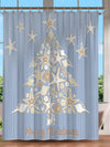 Festive Ocean-themed Christmas Shower Curtain – Waterproof Holiday Decor with Starfish Shells and Christmas Tree Design