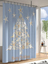 Festive Ocean-themed Christmas Shower Curtain – Waterproof Holiday Decor with Starfish Shells and Christmas Tree Design