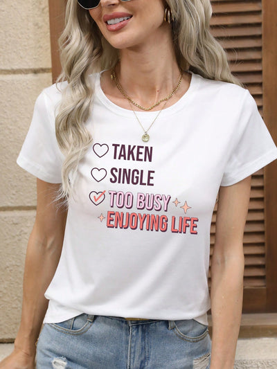 Anti-Valentine's Day Playful Graphic Tee - Casual Crew Neck for Women