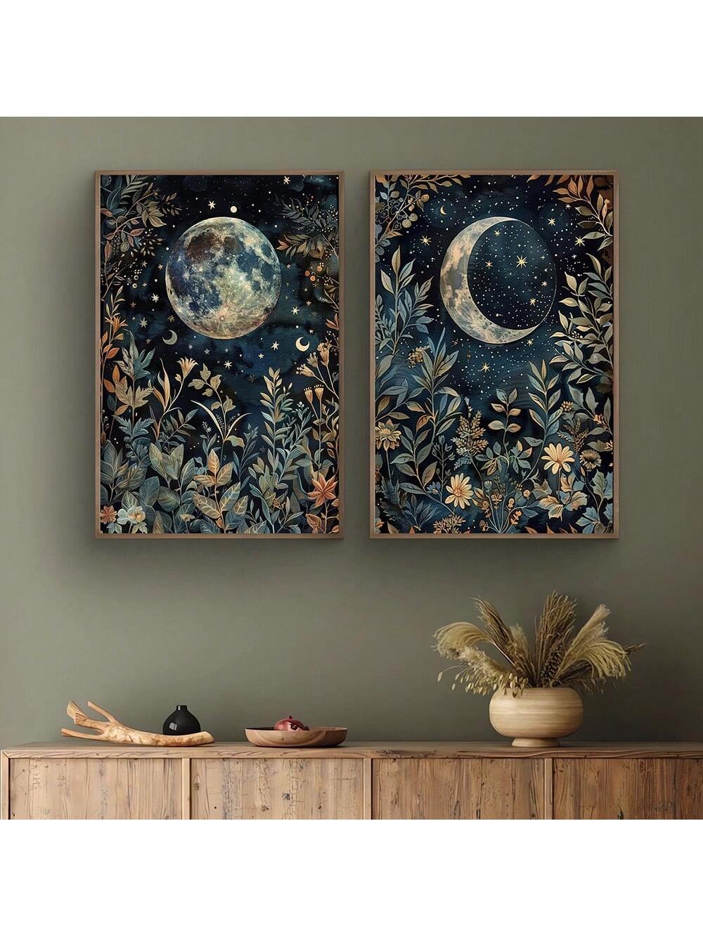 Bring celestial magic to your walls with this enchanting boho botanical art print. Featuring a dreamy blend of delicate florals, crescent moons, and vintage-inspired design elements, this unframed poster captures the essence of modern bohemian style. Perfect for adding whimsy to bedrooms, living rooms, or creative spaces, it pairs beautifully with existing décor while making a bold artistic statement. The timeless celestial theme ensures it'll never go out of style, making it an ideal choice for anyone seek