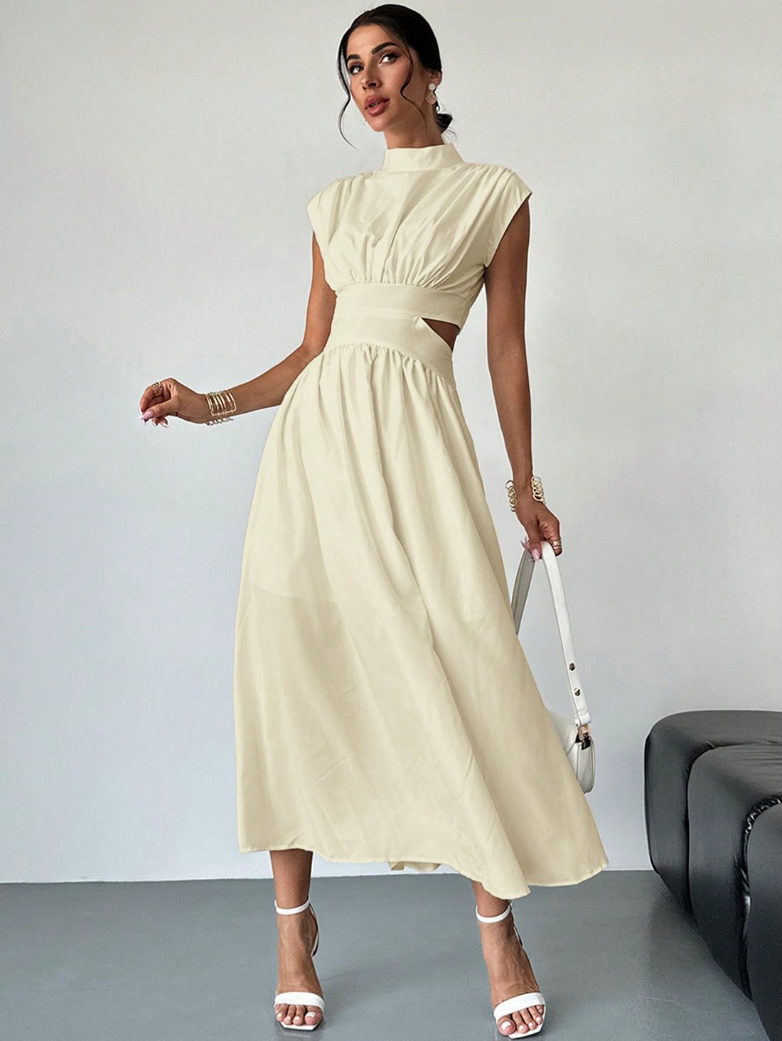 Embrace chic comfort with our Firerie Women's Hollow Pocket Cinched Dress! Perfect for daily wear or special occasions, this dress features a cinched waist for a flattering silhouette and convenient pockets for all your essentials. Stay stylish and functional with this versatile dress.