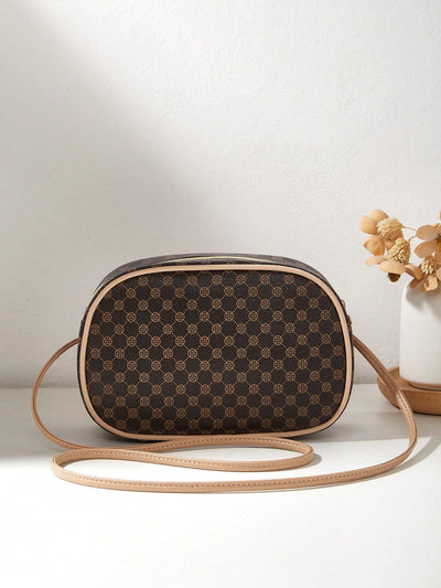 Chic Minimalist Faux Leather Elephant Print Crossbody Bag – Perfect for Casual or Business Style