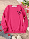 Leopard Heart Print Plus Size Sweatshirt for Women - Cozy Round Neck Long Sleeve Top