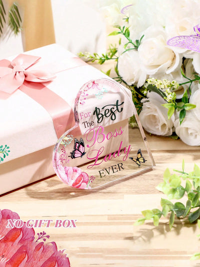 Elegant Heart-Shaped Acrylic Gift for the Best Female Boss - Perfect Appreciation & Birthday Keepsake