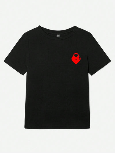 Romantic Heart Design Couple T-Shirt - Perfect for Valentine’s Day Celebrations!