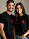 Romantic Heart Design Couple T-Shirt - Perfect for Valentine’s Day Celebrations!