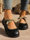 Chic Queenzoo Mary Jane Bow-Decor Slip-On Loafers - Perfect Match for Skirts!