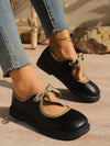 Chic Queenzoo Mary Jane Bow-Decor Slip-On Loafers - Perfect Match for Skirts!