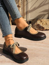 Chic Queenzoo Mary Jane Bow-Decor Slip-On Loafers - Perfect Match for Skirts!