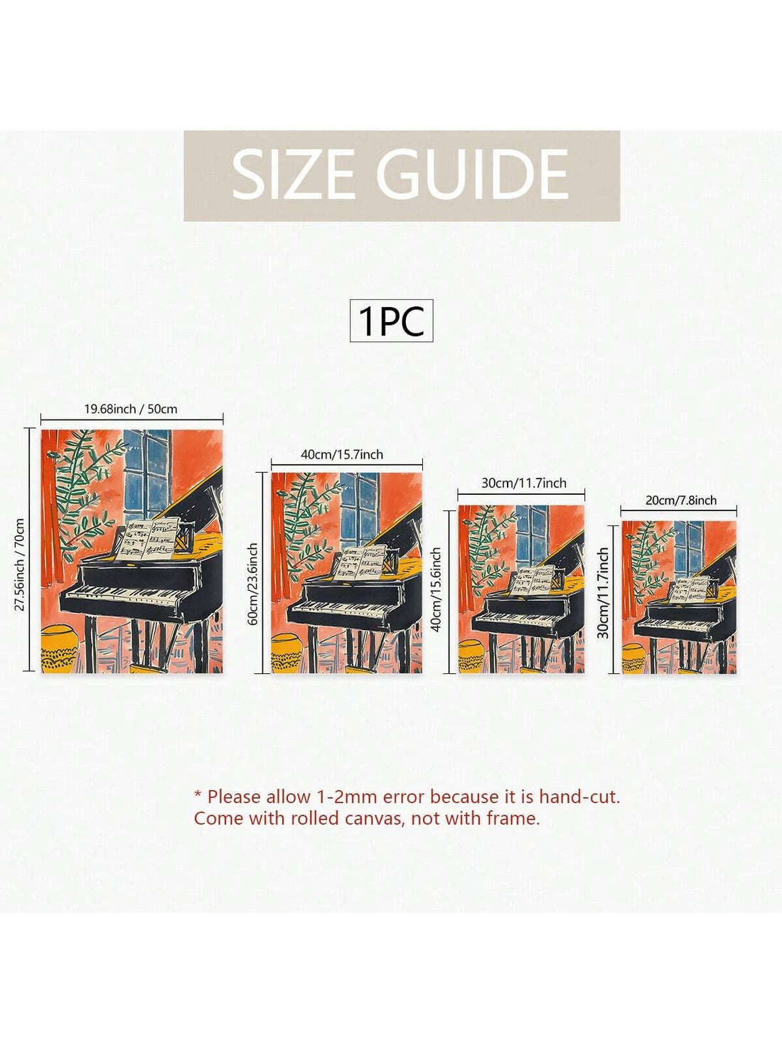 Add a playful touch to your space with this Vintage Mid-Century Modern Piano Print. This unframed canvas art captures timeless musical elegance with a stylish retro twist, perfect for music lovers who want to brighten their walls with charm and personality. Whether for your living room or studio, it brings a harmonious blend of history and fun to your décor.