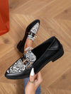 Chic & Comfortable Snake Print Chunky Heel Loafers with Metal Buckle for Effortless Style