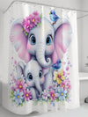 Colorful Floral Elephant Waterproof Shower Curtain - Stylish & Mildew-Resistant Bathroom Accessory with Hooks