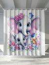 Colorful Floral Elephant Waterproof Shower Curtain - Stylish & Mildew-Resistant Bathroom Accessory with Hooks