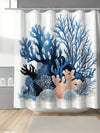 1 Pc Coral Marine Life Digital Print Multifunctional Mold Resistant Waterproof Shower Curtain, With 12 Plastic Hooks And Metal Eyelets, Durable And Sturdy Bathroom Accessory