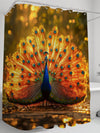 Vibrant Peacock Feather Waterproof Shower Curtain - Mildew Resistant with Hooks & Grommets