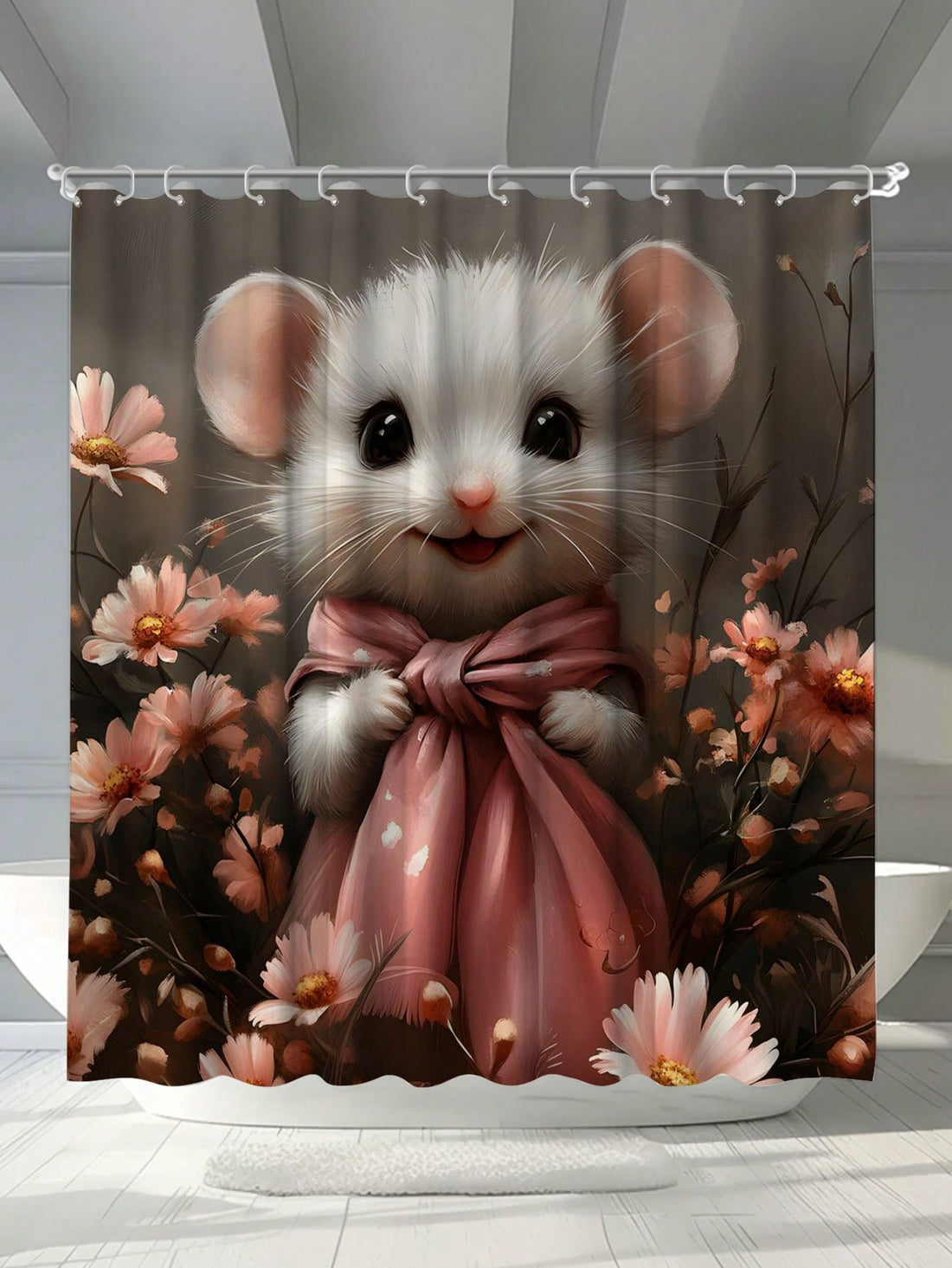 Transform your bathroom into a whimsical woodland oasis with our Waterproof Animal & Floral Shower Curtain! Featuring quirky animal and floral designs, this curtain will add a touch of playful charm to your daily routine. Plus, the included hooks make installation a breeze. Make a splash with this fun addition to your bathroom!