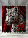 Chic Floral Leopard Print Shower Curtain - Waterproof & Mildew Resistant with 12 Hooks