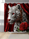 Chic Floral Leopard Print Shower Curtain - Waterproof & Mildew Resistant with 12 Hooks