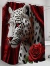 Chic Floral Leopard Print Shower Curtain - Waterproof & Mildew Resistant with 12 Hooks