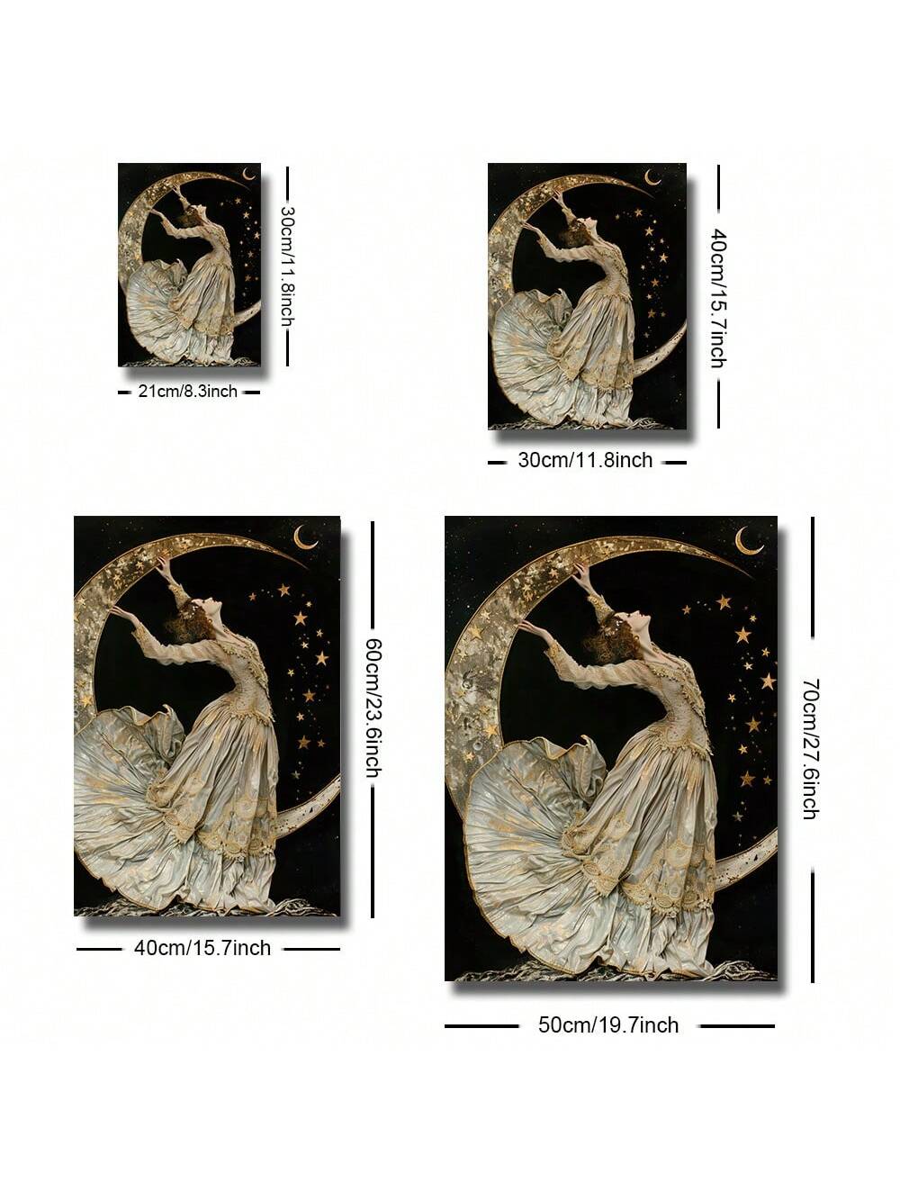 Embrace the mystique of the night with this hauntingly beautiful Celestial Goddess art print. Featuring an ethereal moon woman adorned with cosmic details, this unframed poster captures the essence of dark academia and cottagecore aesthetics. Perfect for creating a moody, enchanted atmosphere in bedrooms, studios, or reading nooks. 