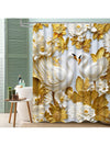 Elegant 3D Embossed Swan Shower Curtain Hooks – Waterproof Bathroom Decor