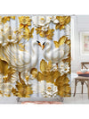 Elegant 3D Embossed Swan Shower Curtain Hooks – Waterproof Bathroom Decor