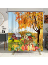 Autumn Harvest Shower Curtain: Rustic Pumpkin & Sunflower Farmhouse Decor