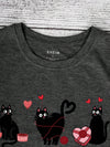 Love Feline Style: Black Cat Graphic T-Shirt for Valentine's Day