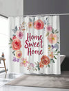 Chic Floral Alphabet Waterproof Shower Curtain with Hooks – Stylish Bathroom Essential