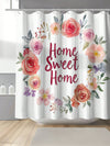 Chic Floral Alphabet Waterproof Shower Curtain with Hooks – Stylish Bathroom Essential