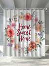 Chic Floral Alphabet Waterproof Shower Curtain with Hooks – Stylish Bathroom Essential