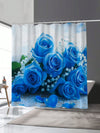 Elegant Blue Rose Floral Shower Curtain – Mildew-Resistant, Waterproof & Stylish Bathroom Essential