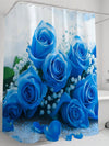 Elegant Blue Rose Floral Shower Curtain – Mildew-Resistant, Waterproof & Stylish Bathroom Essential