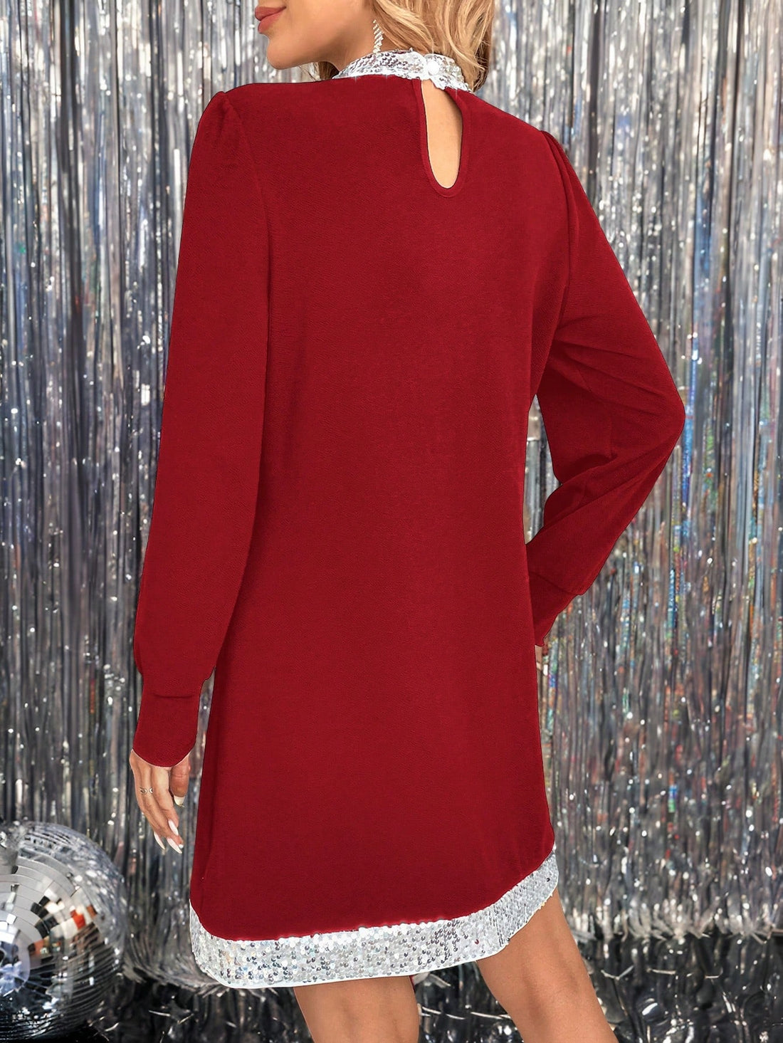 Add some sparkle to your party moments with our Sparkling Elegance Mini Dress! The sequin patchwork adds a touch of elegance, while the lace-up detail adds a playful twist. The perfect dress for those who don't take themselves too seriously (wink wink).