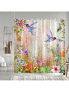 Whimsical Hummingbird & Floral Shower Curtain - Romantic Pastoral Abstract Decor