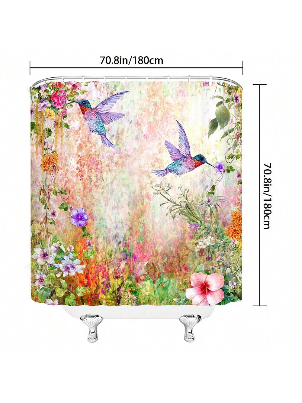 Transform your bathroom into a whimsical oasis with our Hummingbird & Floral Shower Curtain. Featuring a romantic pastoral theme, this abstract decor adds a touch of playfulness to your daily routine. So go ahead, let your inner free spirit thrive (and maybe even sing along with the hummingbirds!).