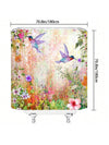 Whimsical Hummingbird & Floral Shower Curtain - Romantic Pastoral Abstract Decor