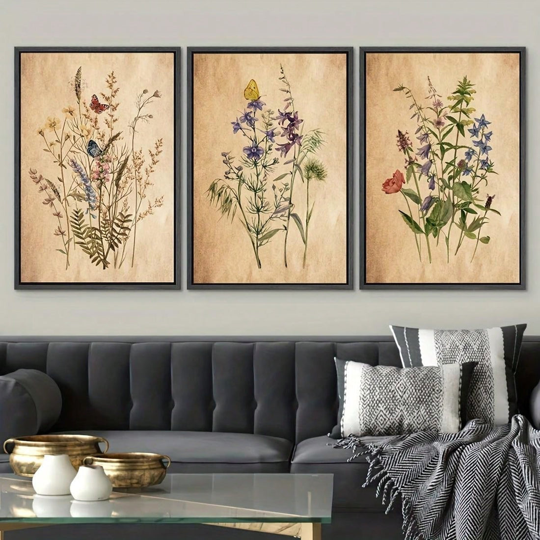 Spruce up your living room, bedroom, or office with our Vintage Wildflower Canvas Art Set. This unique Scandinavian botanical wall decor will add a touch of whimsy and nature to any space. Perfect for those who appreciate a playful and quirky style. (2 exclamation points)