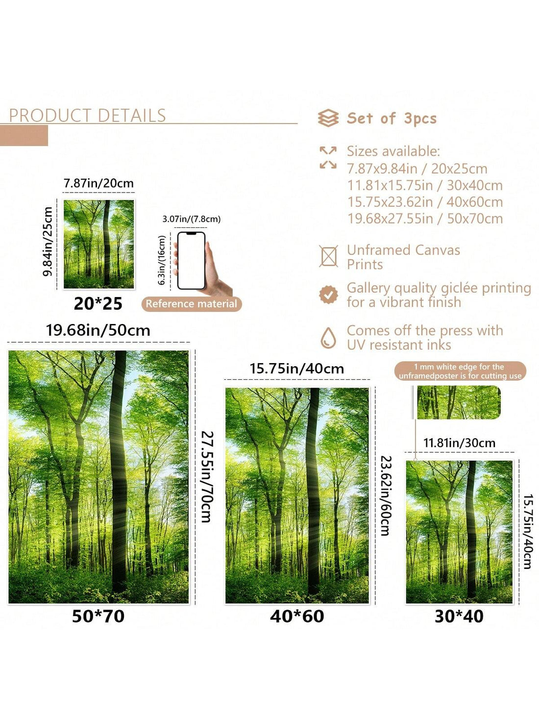 Turn your home into a tranquil forest sanctuary with this 3-piece framed canvas art set. The serene forest scenes will bring a sense of calm and relaxation to any room. Perfect for adding a touch of nature to your home décor.