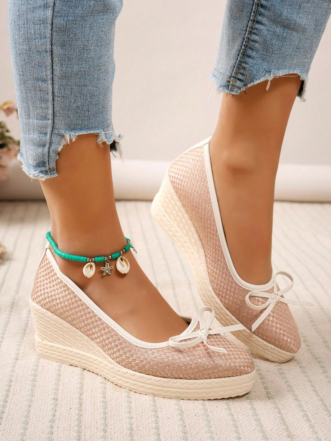 Elevate your style game with these chic apricot platform wedge loafers. The bowknot detail adds a playful touch to this trendy shoe. Step out in comfort and style with these must-have shoes. (No need to sacrifice comfort for fashion with these loafers!)