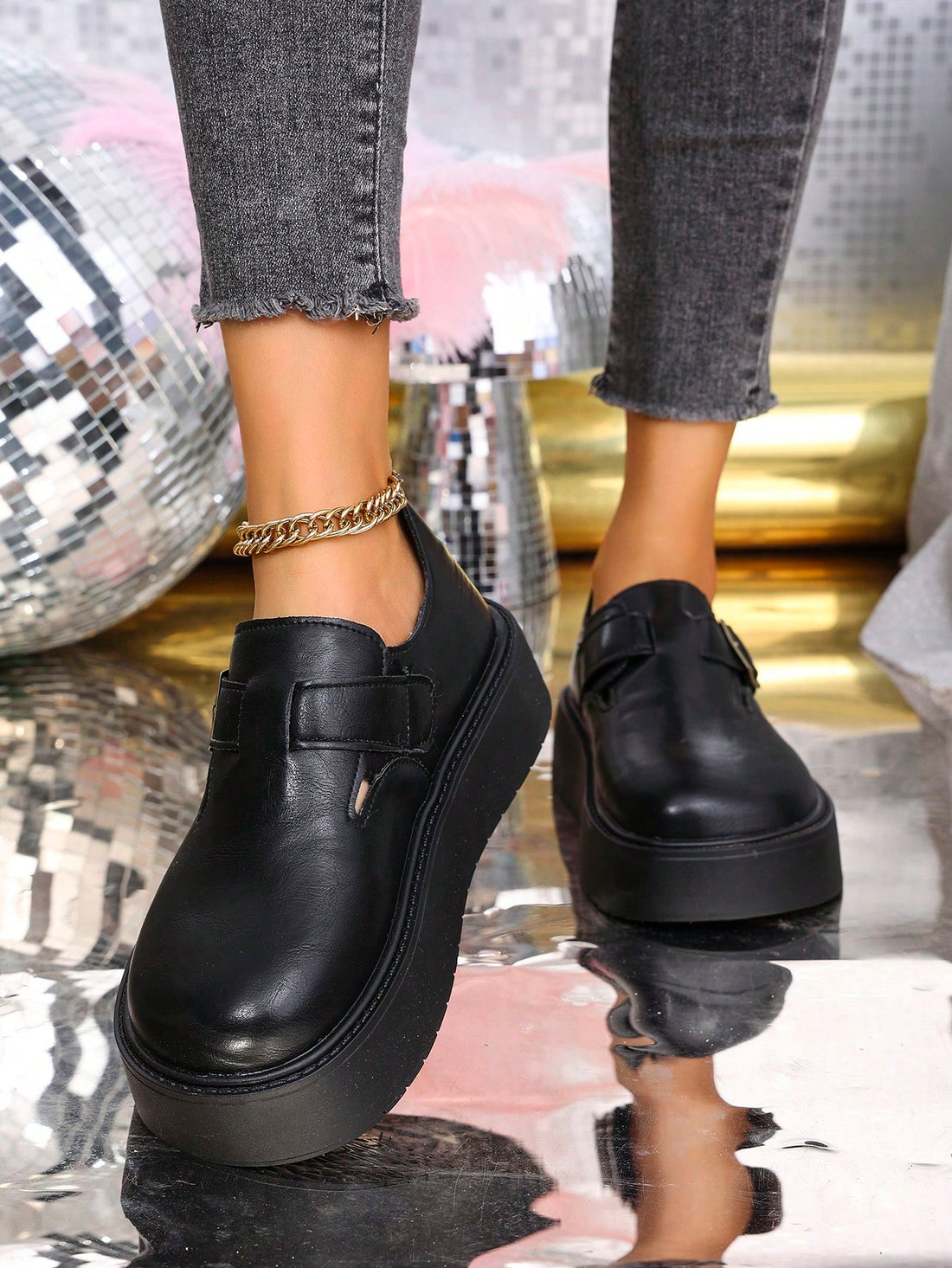 Step up your fashion game with these slip-on platform shoes! Not only do they elevate your style, but they also provide ultimate comfort for all-day wear. Perfect for casual outings, these shoes will be your go-to choice for both fashion and comfort.