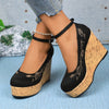 Elegant Waterproof Mary Jane High Heel Pumps with Ankle Strap and Thick Platform