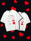 Casual Romance: Valentine's Day Couple's Round Neck T-Shirt for Men