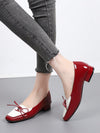 Elegant Vintage Patchwork Square Toe Chunky Heel Loafers for the Modern Lady