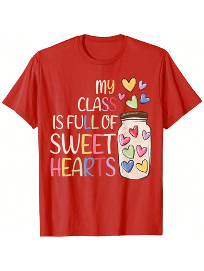 Winter Woman T-Shirt My Class Is Full Of Sweethearts Teacher Valentines Day T-Shirt(S-2XL)