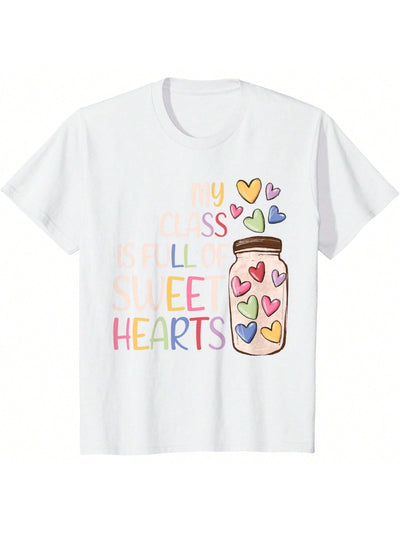 Winter Woman T-Shirt My Class Is Full Of Sweethearts Teacher Valentines Day T-Shirt(S-2XL)