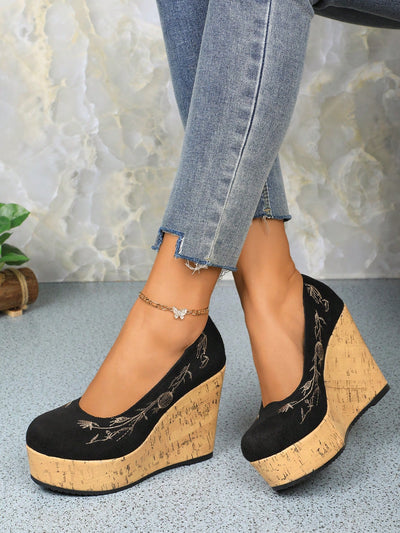 Chic Suede One-Strap Platform Wedge Pumps for Effortless Style